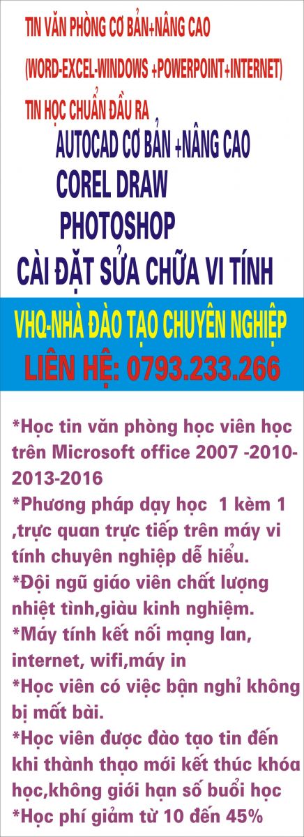 Lớp đào tạo tin học tại An Dương Hải Phòng